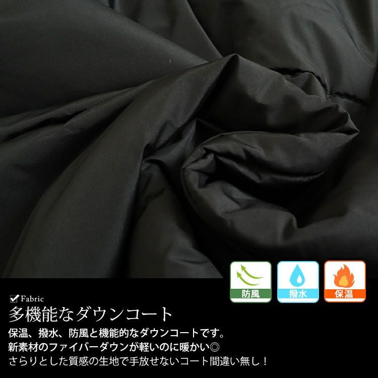 大きいサイズ レディース フード付きロングファイバーダウンコート　mnfk-532810