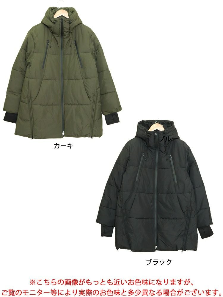 大きいサイズ レディース フード付きロングファイバーダウンコート　mnfk-532810
