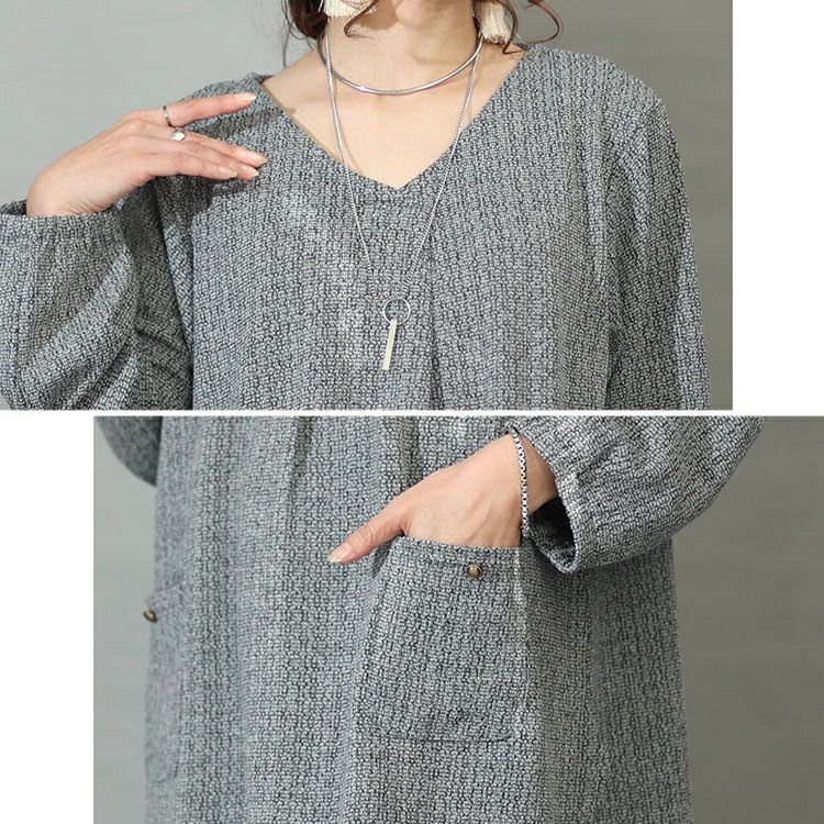 大きいサイズ レディース フロントタックポケット付きチュニック　cast-5536047