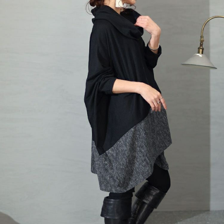 大きいサイズ レディース バイカラーオフタートルドルマントップス　cast-5536046