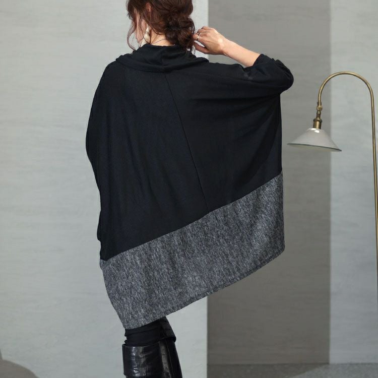 大きいサイズ レディース バイカラーオフタートルドルマントップス　cast-5536046