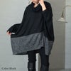 大きいサイズ レディース バイカラーオフタートルドルマントップス　cast-5536046 ブラック