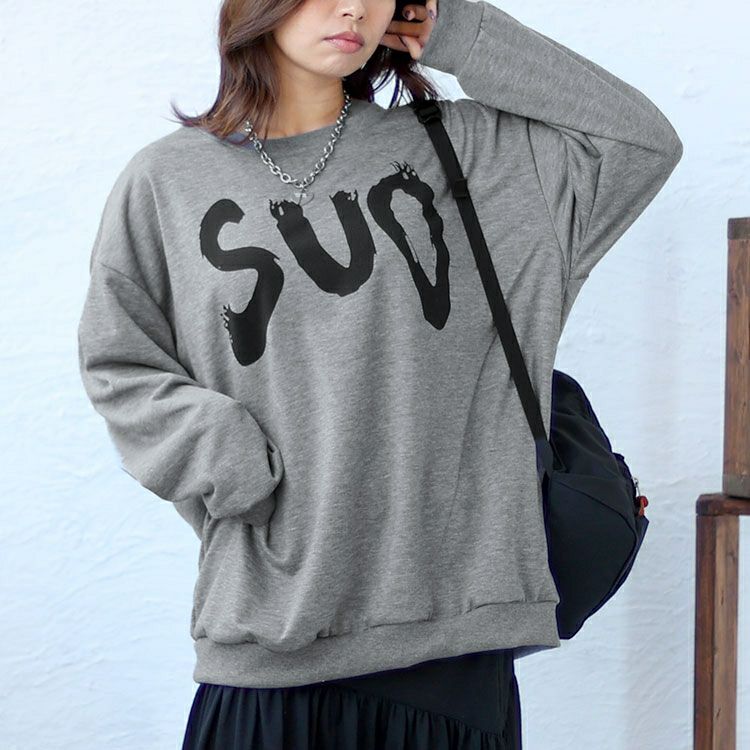 大きいサイズ レディース オーバーサイズロゴスウェット　goldy-1399