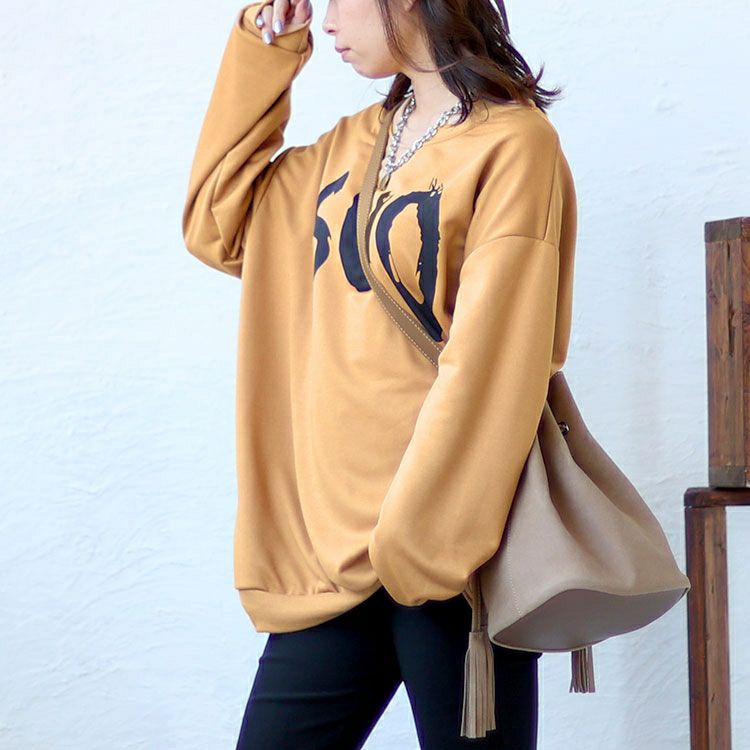 大きいサイズ レディース オーバーサイズロゴスウェット　goldy-1399