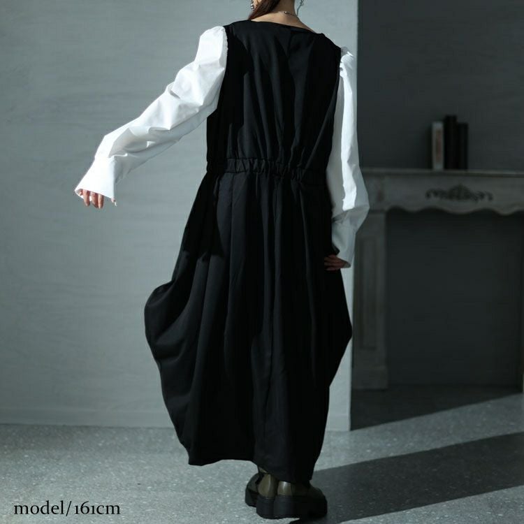 大きいサイズ レディース フェイクレイヤードコクーンワンピース　sw-0572