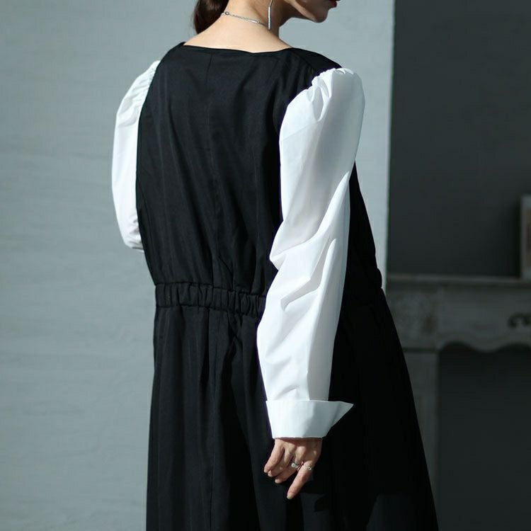 大きいサイズ レディース フェイクレイヤードコクーンワンピース　sw-0572