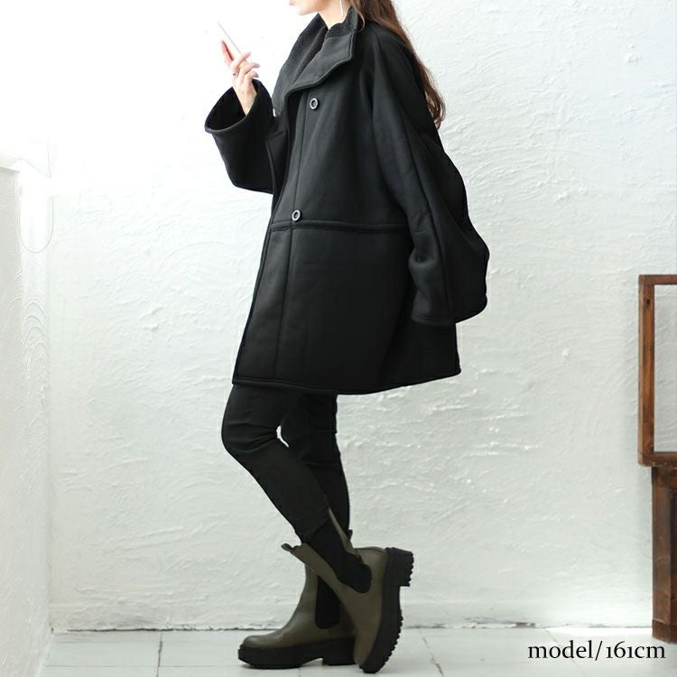 大きいサイズ レディース 裏ボアスタンドカラー軽量ジャケット　sw-0586