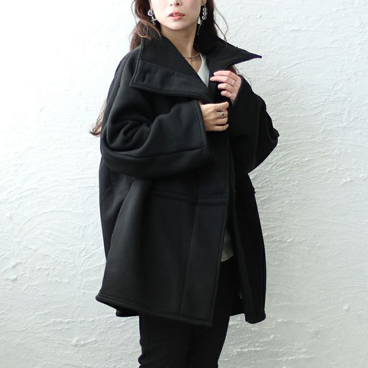 大きいサイズ レディース 裏ボアスタンドカラー軽量ジャケット　sw-0586