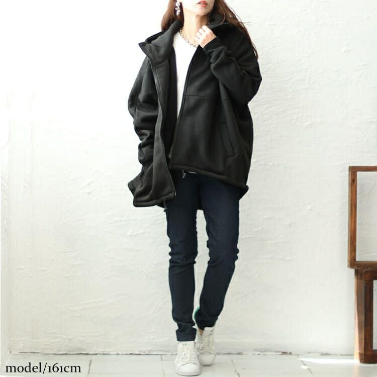 大きいサイズ レディース 裏ボアフード軽量ジャケット　sw-0585