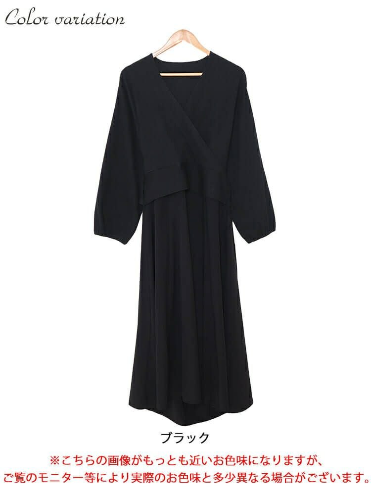 大きいサイズ レディース カシュクールリブドッキングワンピース　nw-23042