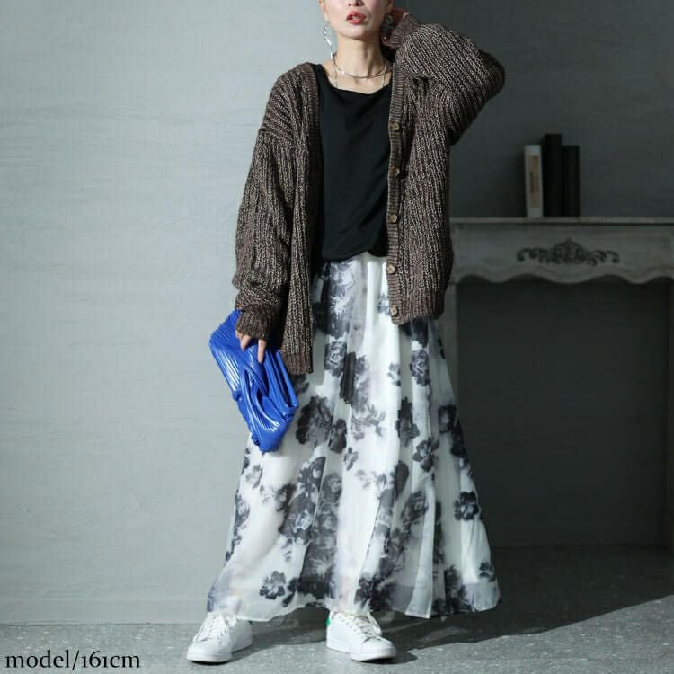 大きいサイズ レディース オーガンジー花柄スクエアネックドッキングワンピース　nw-23040