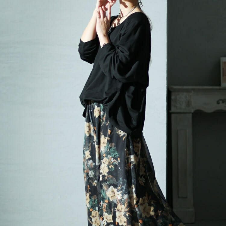 大きいサイズ レディース オーガンジー花柄スクエアネックドッキングワンピース　nw-23039