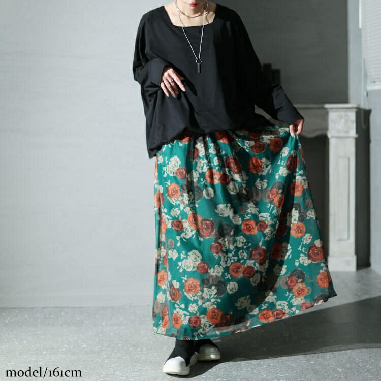 大きいサイズ レディース オーガンジー花柄スクエアネックドッキングワンピース　nw-23039