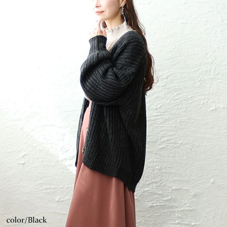 大きいサイズ レディース モヘアライクカーディガン　wn-0196