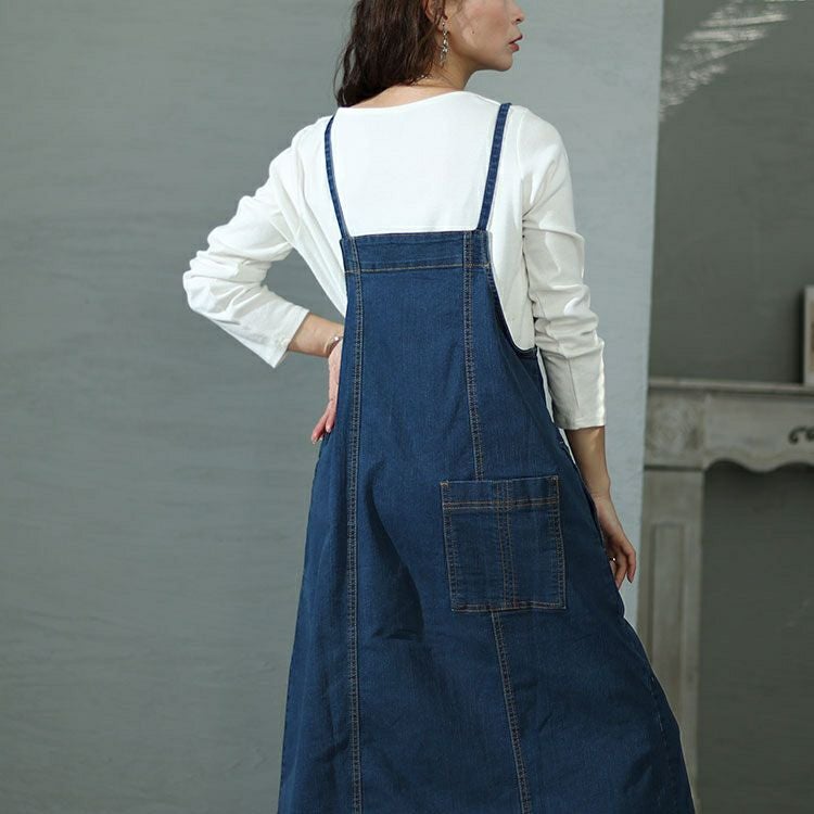 大きいサイズ レディース フロントジッパーデニムジャンパースカート　wd-0385