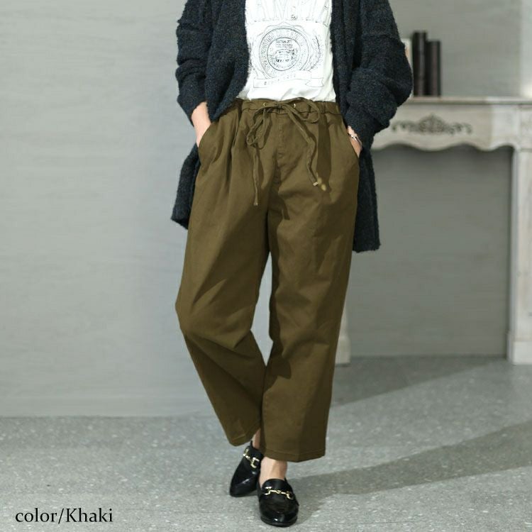 大きいサイズ レディース ツイルドロストテーパードパンツ　wc-0343