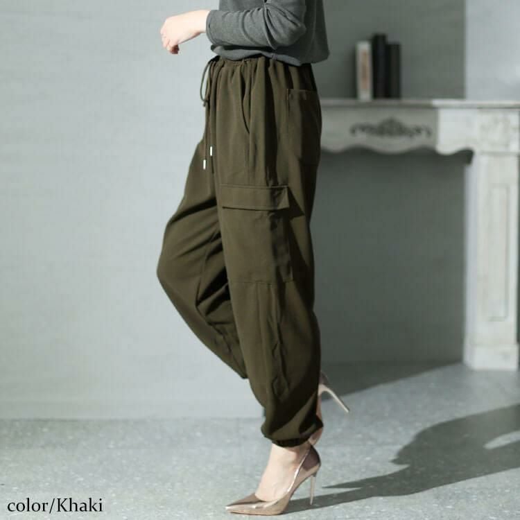 大きいサイズ レディース カットカーゴパンツ　sada-6895 カーキ