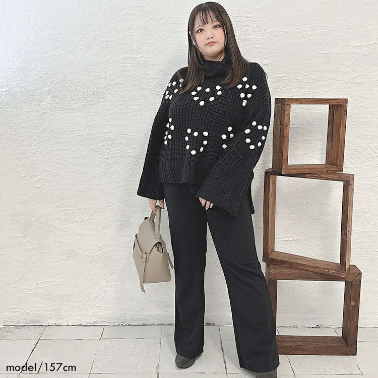 大きいサイズ レディース ストレッチワイドパンツ　goldy-1422