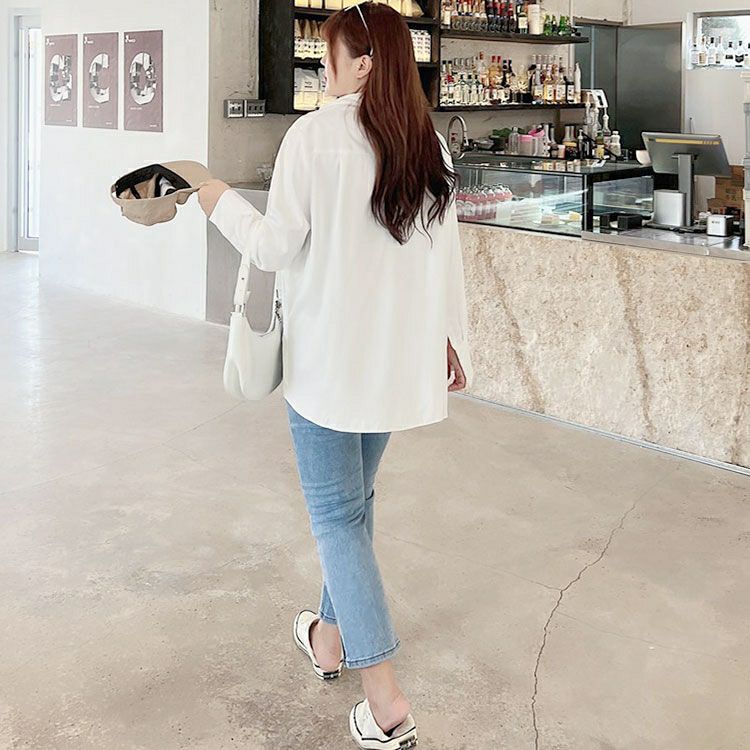 大きいサイズ レディース レギュラーカラーオーバーサイズシャツ　goldy-1420 【メール便可】