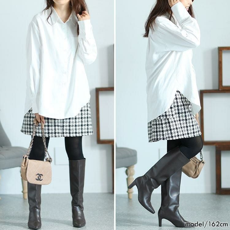 大きいサイズ レディース レギュラーカラーオーバーサイズシャツ　goldy-1420 【メール便可】 ホワイト