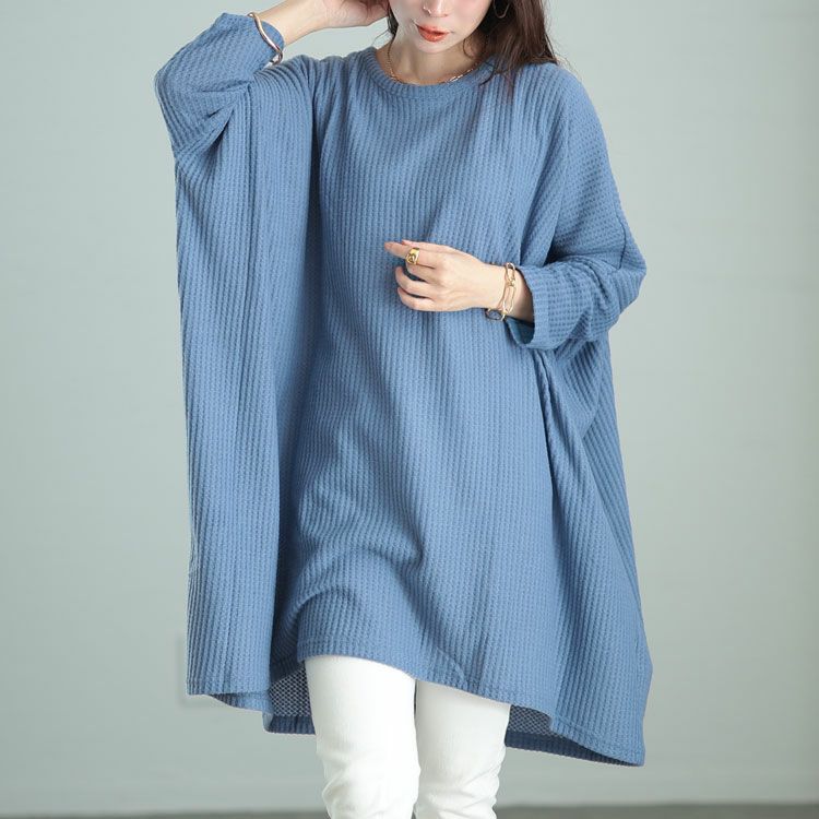 大きいサイズ レディース ワッフル起毛ポンチョ風チュニック　cast-5538013