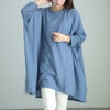 大きいサイズ レディース ワッフル起毛ポンチョ風チュニック　cast-5538013 ブルー