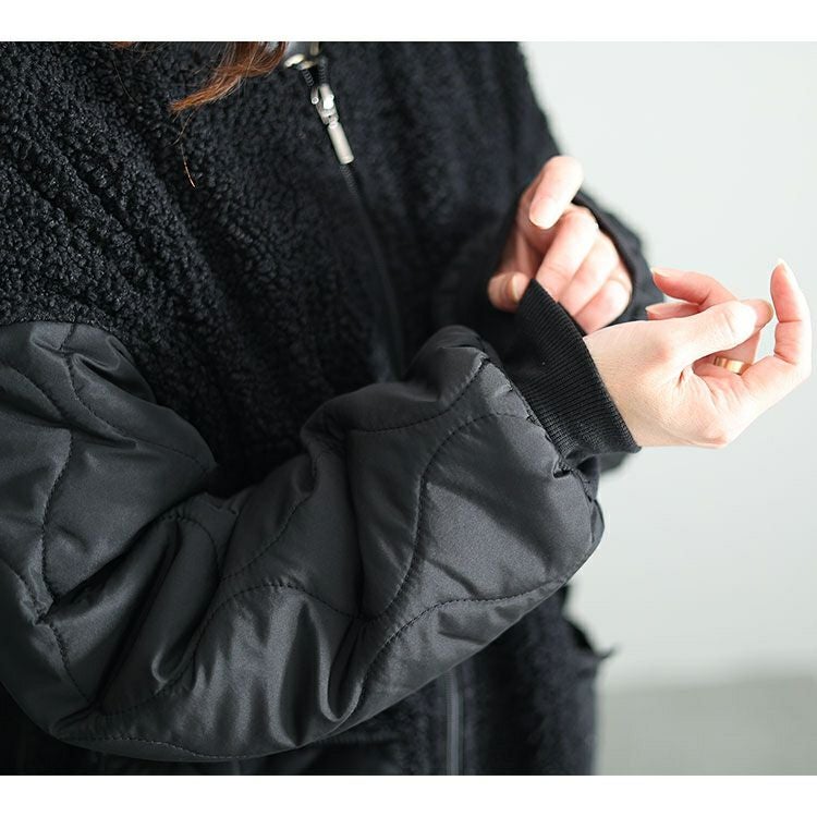 大きいサイズ レディース ボア切替え中綿キルティングジャケット　kt-7843113