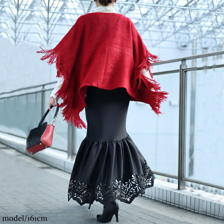 大きいサイズ レディース カッティングレースマーメイドスカート　jp492