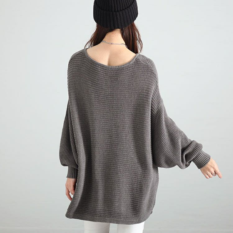 大きいサイズ レディース Vネックオーバーデザインドルマンニット　wn-0191