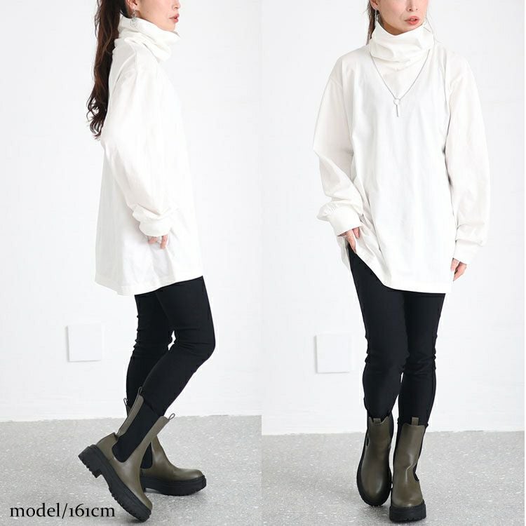 大きいサイズ レディース タートルネックカットソープルオーバー　wk-0454