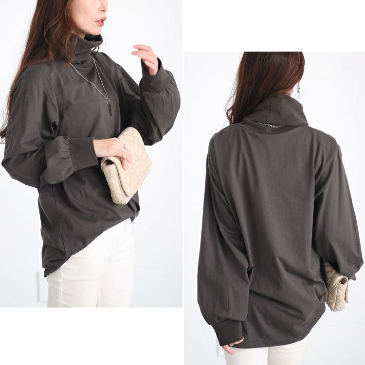 大きいサイズ レディース タートルネックカットソープルオーバー　wk-0454