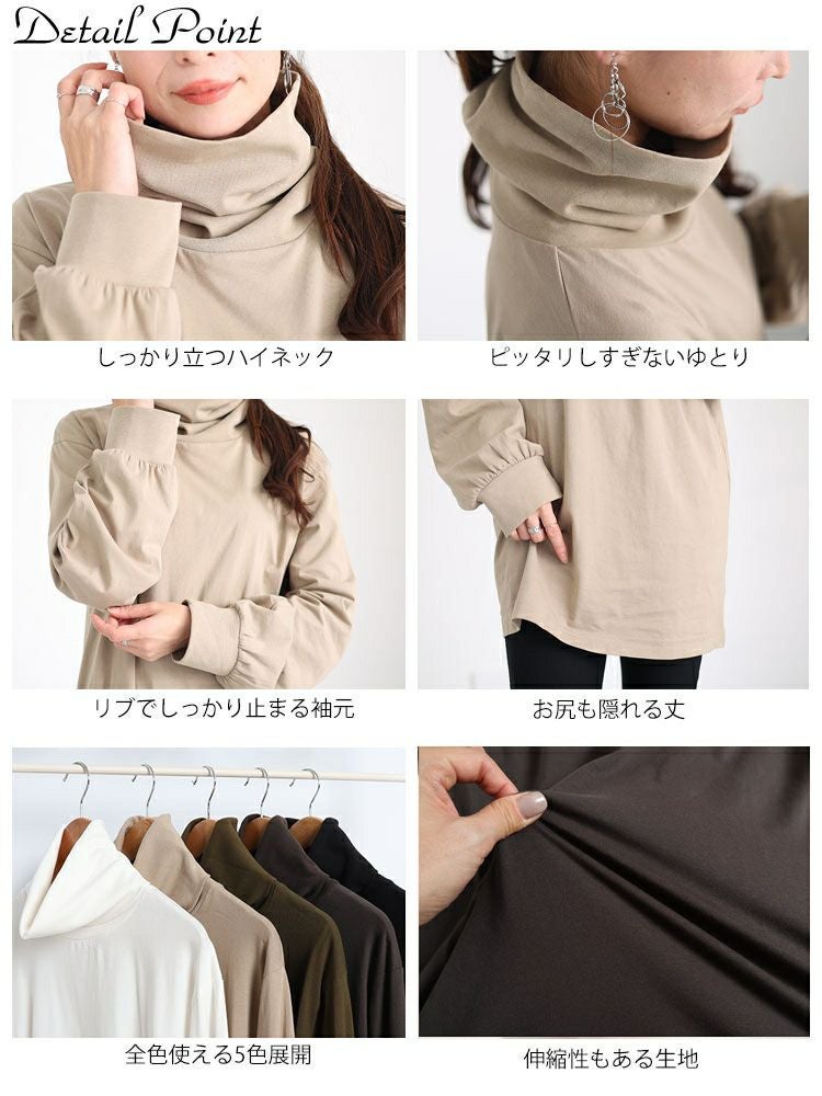 大きいサイズ レディース タートルネックカットソープルオーバー　wk-0454