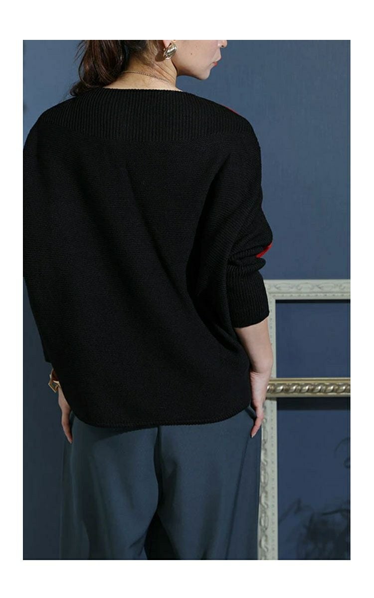 大きいサイズ レディース 日本製バイカラードルマンニット　kt-073