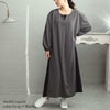 大きいサイズ レディース バックフリルバイカラーワンピース　fem-426 グレー×ブラック