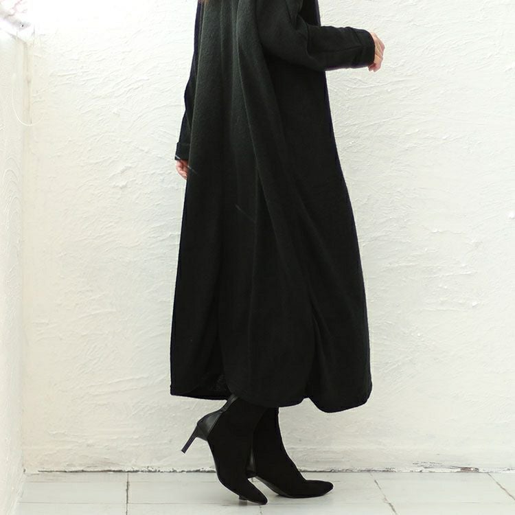 大きいサイズ レディース 裾タック入りVネックドルマンニットワンピース　cast-5538008