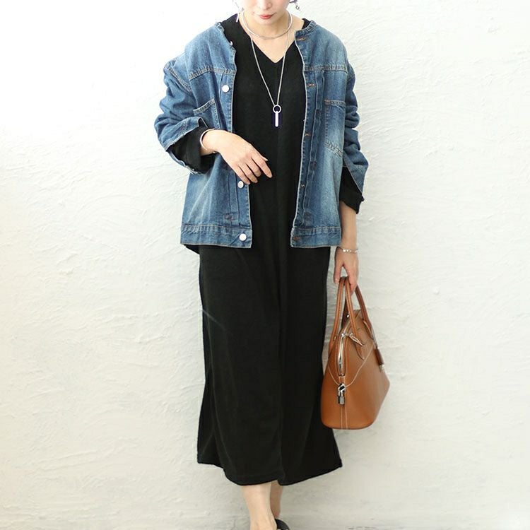 大きいサイズ レディース 裾タック入りVネックドルマンニットワンピース　cast-5538008