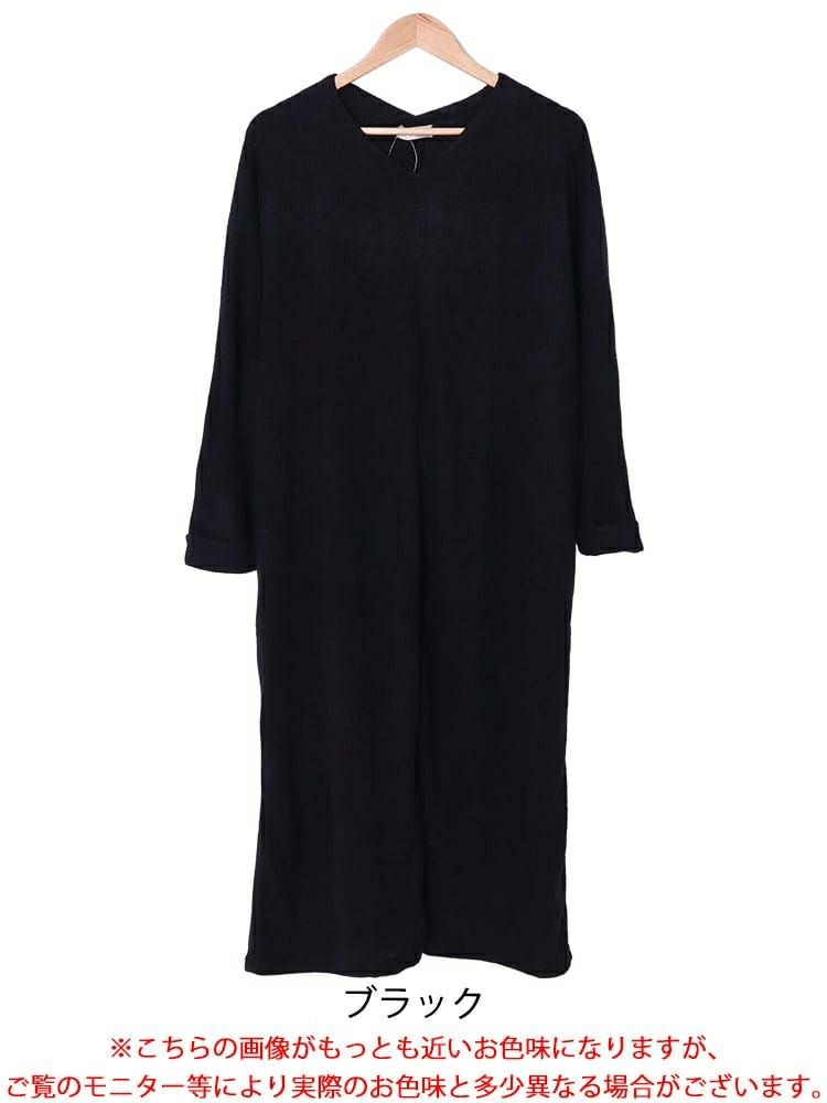 大きいサイズ レディース 裾タック入りVネックドルマンニットワンピース　cast-5538008