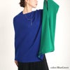 大きいサイズ レディース 日本製バイカラーハイネックアシンメトリーニットポンチョ　kt-121 ブルーグリーン