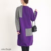 大きいサイズ レディース 日本製ミニハイネックバイカラーニットワンピース　kt-120 パープル
