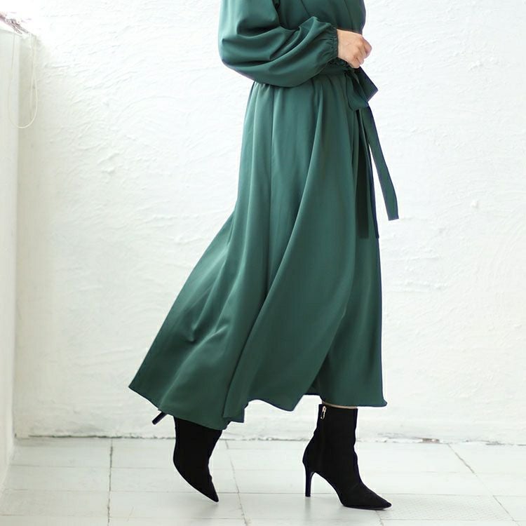 大きいサイズ レディース カシュクールフレアワンピース　fem-437