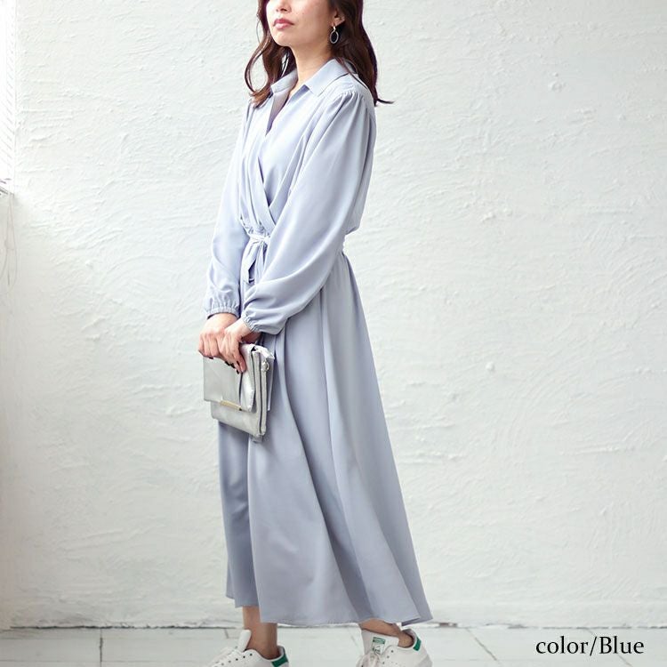 大きいサイズ レディース カシュクールフレアワンピース　fem-437