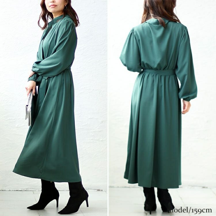 大きいサイズ レディース カシュクールフレアワンピース　fem-437