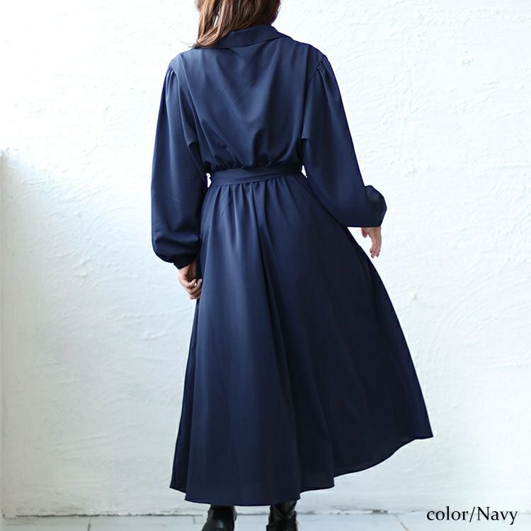 大きいサイズ レディース カシュクールフレアワンピース fem-437