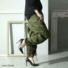 大きいサイズ レディース 裾ドロスト付きカーゴパンツ　fem-436 カーキ