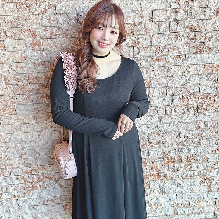 大きいサイズ レディース ロングフレアワンピース　goldy-1411