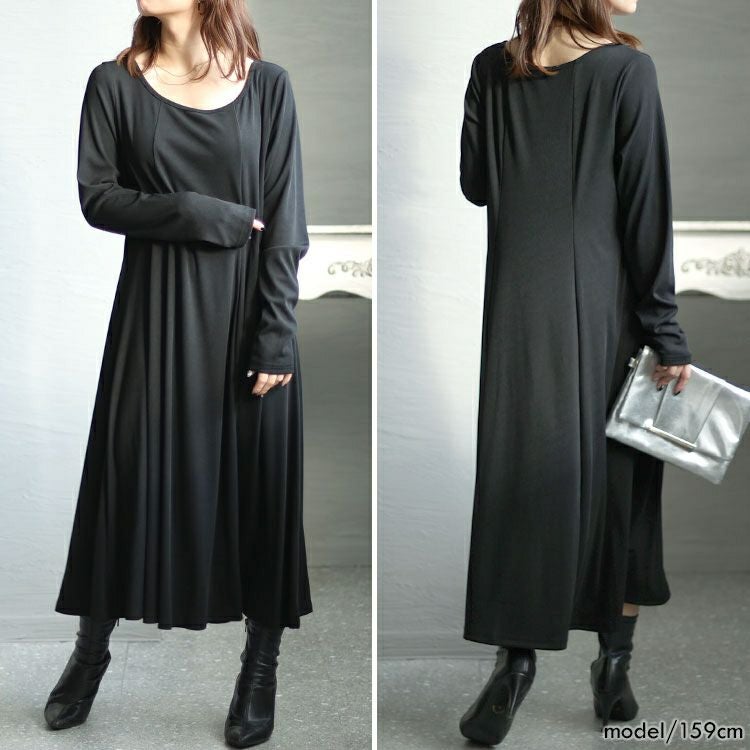 大きいサイズ レディース ロングフレアワンピース　goldy-1411