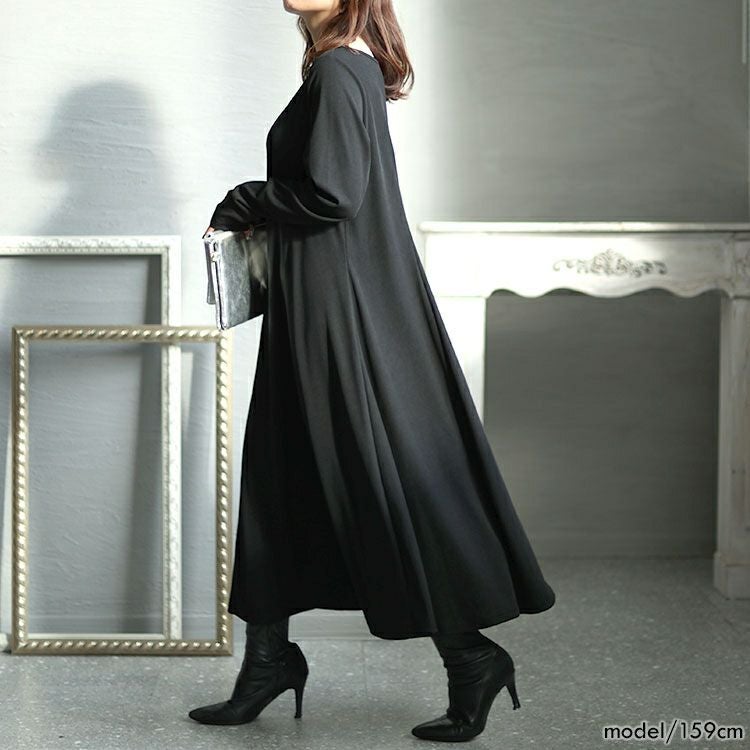 大きいサイズ レディース ロングフレアワンピース　goldy-1411