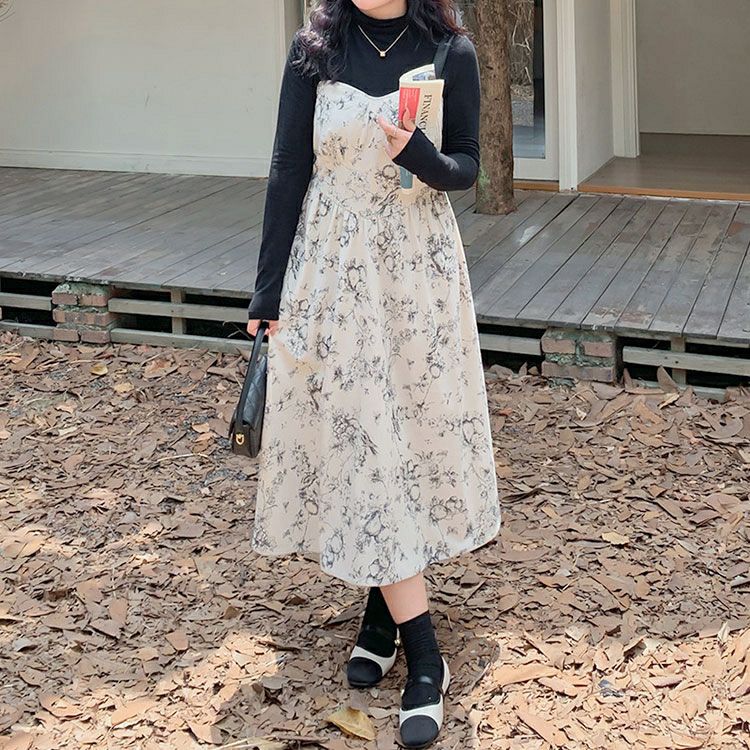 大きいサイズ レディース コーデュロイ花柄ジャンパースカート goldy