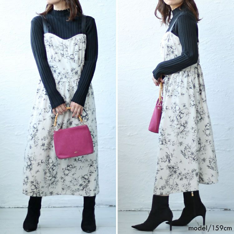 大きいサイズ レディース コーデュロイ花柄ジャンパースカート　goldy-1409