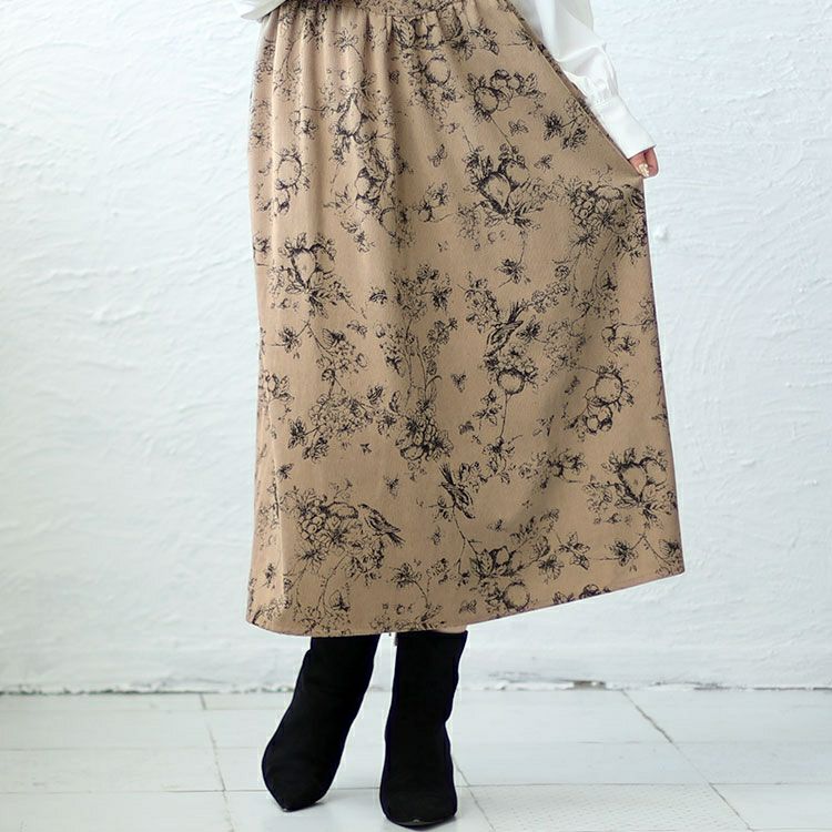 大きいサイズ レディース コーデュロイ花柄ジャンパースカート　goldy-1409